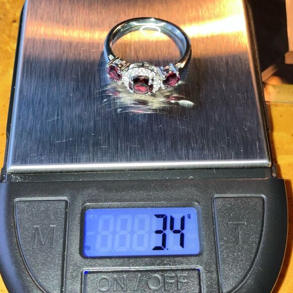 Natural Rhodolite Garnet Sterling Silver Ring Size 8.75 - Picture 9 of 9